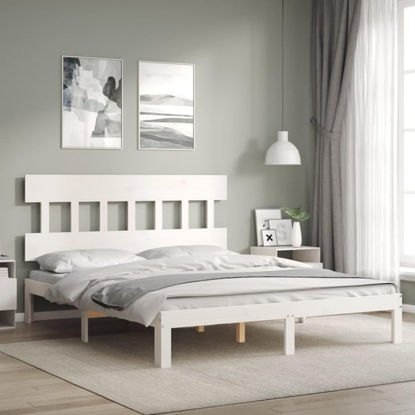 vidaXL Sengeramme med hodegavl hvit 160x200 cm heltre