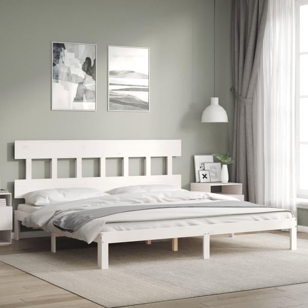 vidaXL Sengeramme med hodegavl hvit 200x200 cm heltre