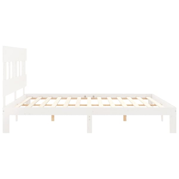 vidaXL Sengeramme med hodegavl hvit 200x200 cm heltre