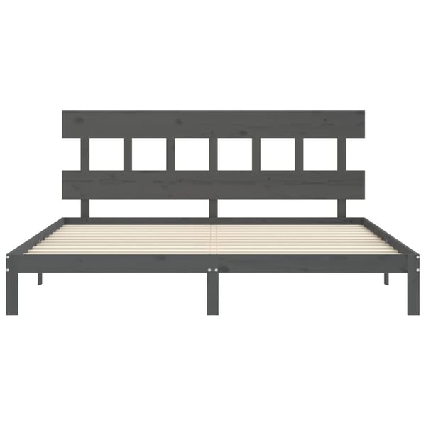 vidaXL Sengeramme med hodegavl grå 200x200 cm heltre