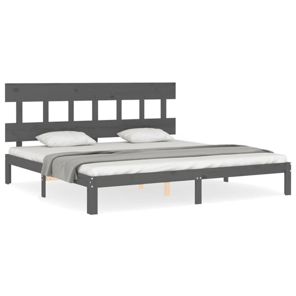 vidaXL Sengeramme med hodegavl grå 200x200 cm heltre