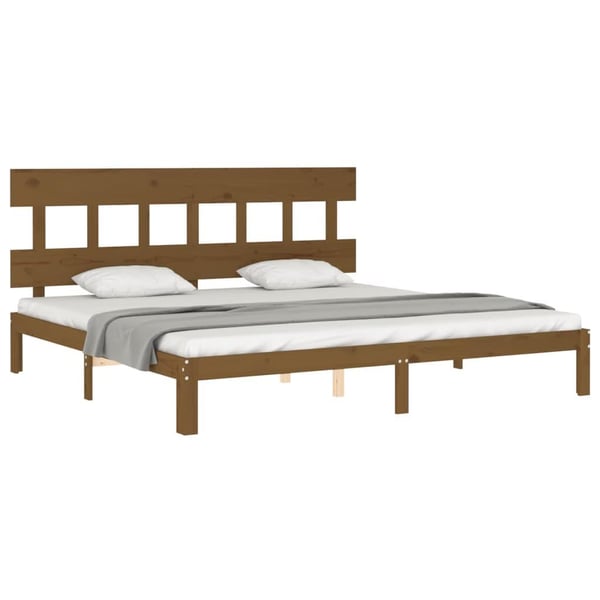 vidaXL Sengeramme med hodegavl honningbrun 200x200 cm heltre