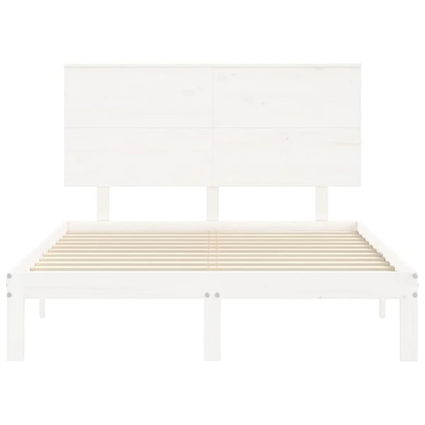 vidaXL Sengeramme med hodegavl hvit 4FT small double heltre