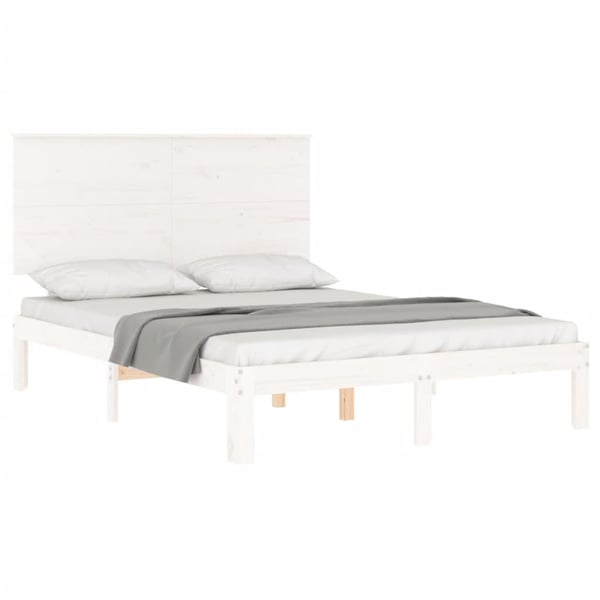 vidaXL Sengeramme med hodegavl hvit 4FT small double heltre