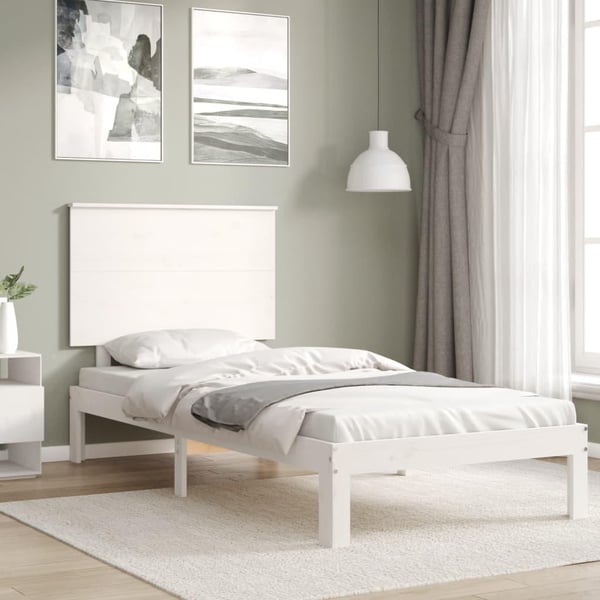 vidaXL Sengeramme med hodegavl hvit 90x200 cm heltre