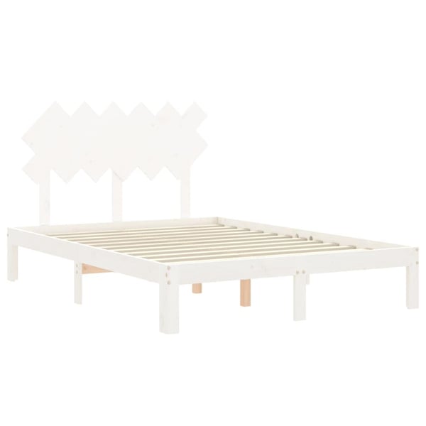 vidaXL Sengeramme med hodegavl hvit 4FT small double heltre