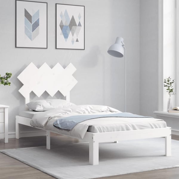 vidaXL Sengeramme med hodegavl hvit 90x200 cm heltre