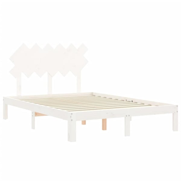 vidaXL Sengeramme med hodegavl hvit 120x200 cm heltre