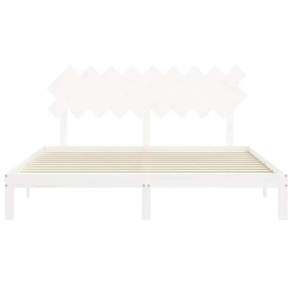 vidaXL Sengeramme med hodegavl hvit 6FT Super King heltre