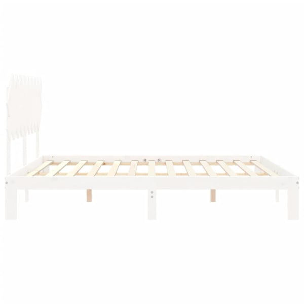 vidaXL Sengeramme med hodegavl hvit 6FT Super King heltre