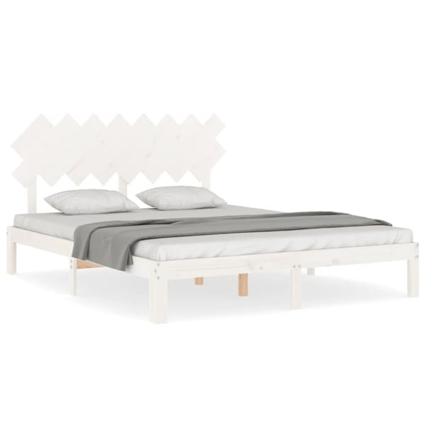 vidaXL Sengeramme med hodegavl hvit 160x200 cm heltre