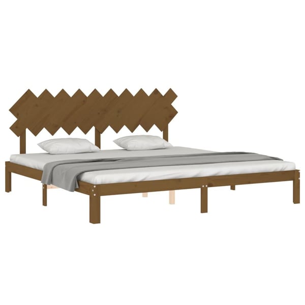 vidaXL Sengeramme med hodegavl honningbrun 200x200 cm heltre