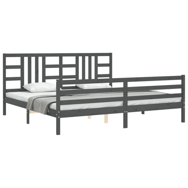 vidaXL Sengeramme med hodegavl grå 200x200 cm heltre