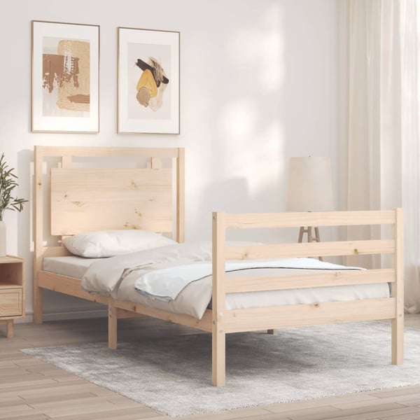 vidaXL Sengeramme med hodegavl 100x200 cm heltre