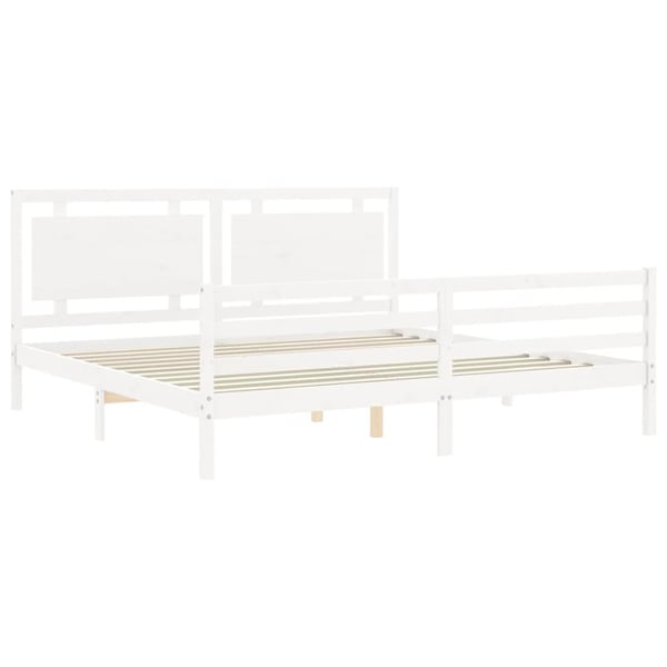 vidaXL Sengeramme med hodegavl hvit 200x200 cm heltre
