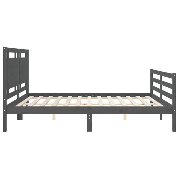 vidaXL Sengeramme med hodegavl grå 200x200 cm heltre