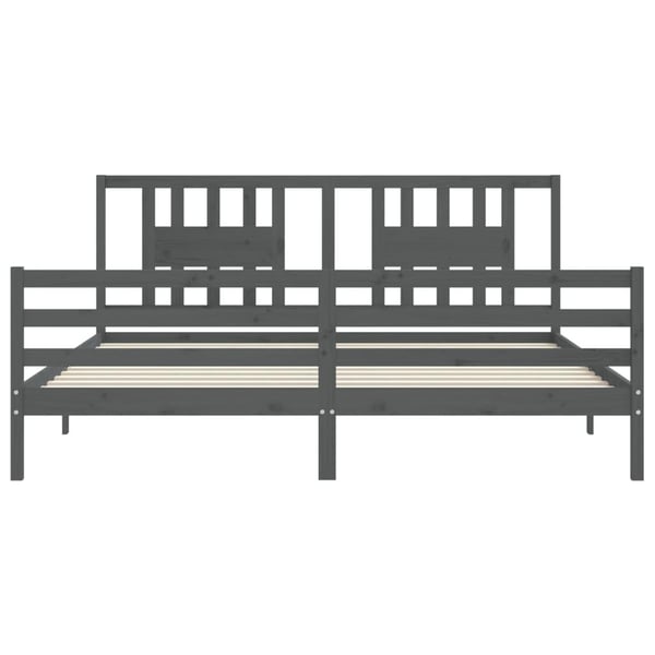 vidaXL Sengeramme med hodegavl grå 200x200 cm heltre
