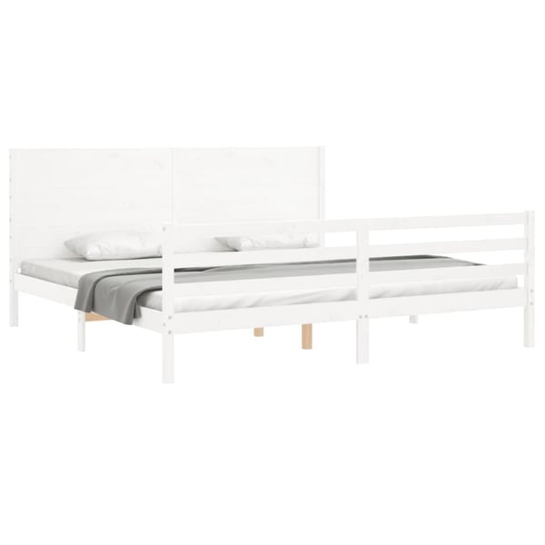 vidaXL Sengeramme med hodegavl hvit 200x200 cm heltre