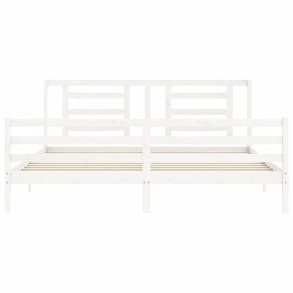 vidaXL Sengeramme med hodegavl hvit 200x200 cm heltre