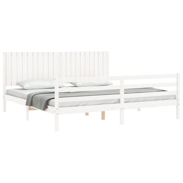 vidaXL Sengeramme med hodegavl hvit 200x200 cm heltre