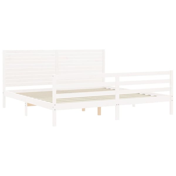 vidaXL Sengeramme med hodegavl hvit 200x200 cm heltre