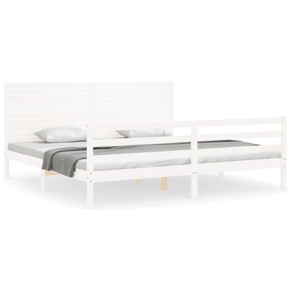 vidaXL Sengeramme med hodegavl hvit 200x200 cm heltre