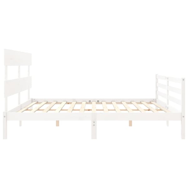 vidaXL Sengeramme med hodegavl hvit 200x200 cm heltre