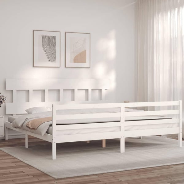 vidaXL Sengeramme med hodegavl hvit 200x200 cm heltre