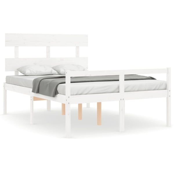 vidaXL Seniorseng med hodegavl hvit small double heltre