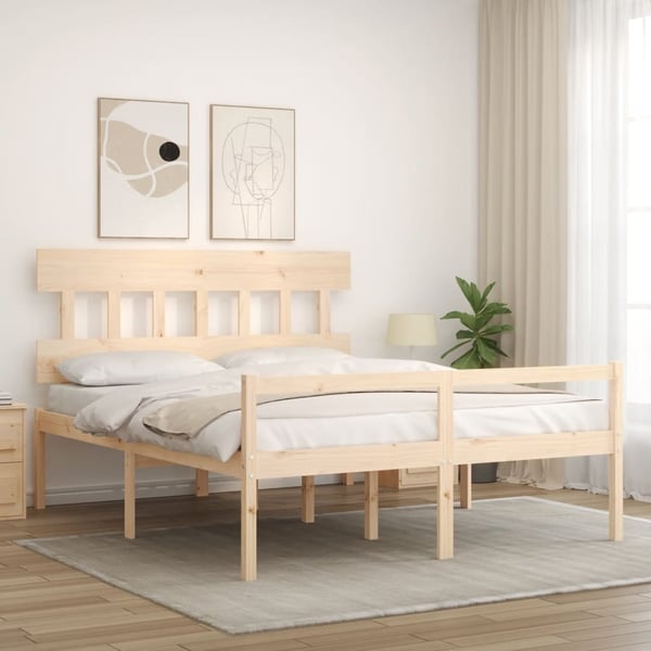vidaXL Sengeramme med hodegavl 160x200 cm heltre