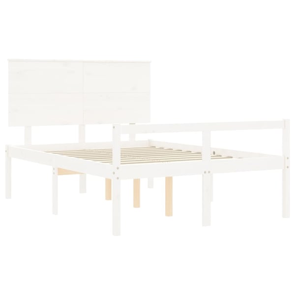vidaXL Sengeramme med hodegavl hvit 4FT small double heltre