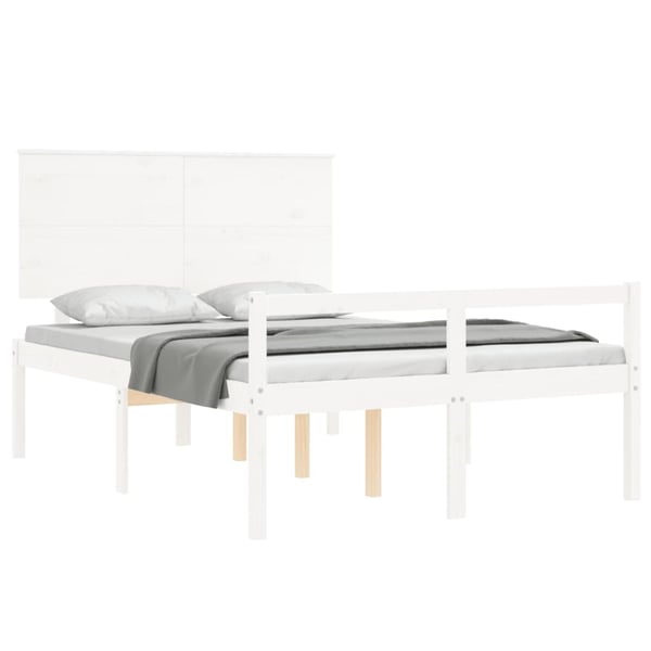 vidaXL Sengeramme med hodegavl hvit 4FT small double heltre