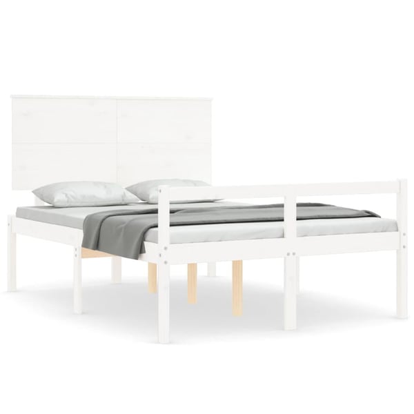 vidaXL Sengeramme med hodegavl hvit 120x200 cm heltre