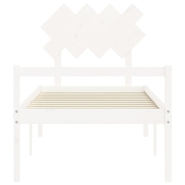 vidaXL Sengeramme med hodegavl hvit 3FT single heltre