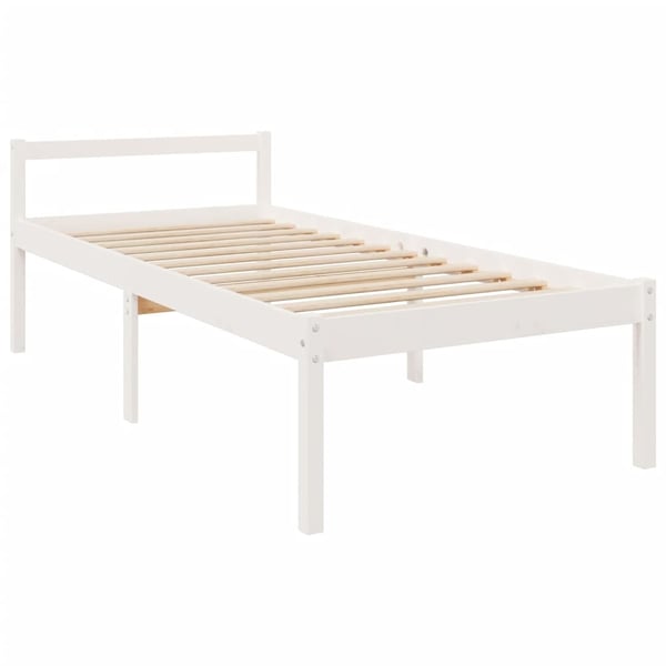 vidaXL Sengeramme med hodegavl hvit 3FT single heltre