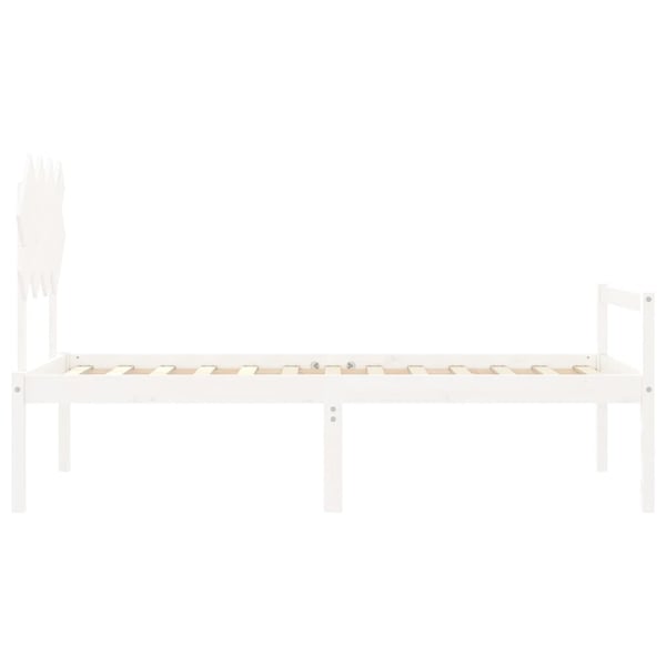 vidaXL Sengeramme med hodegavl hvit 3FT single heltre