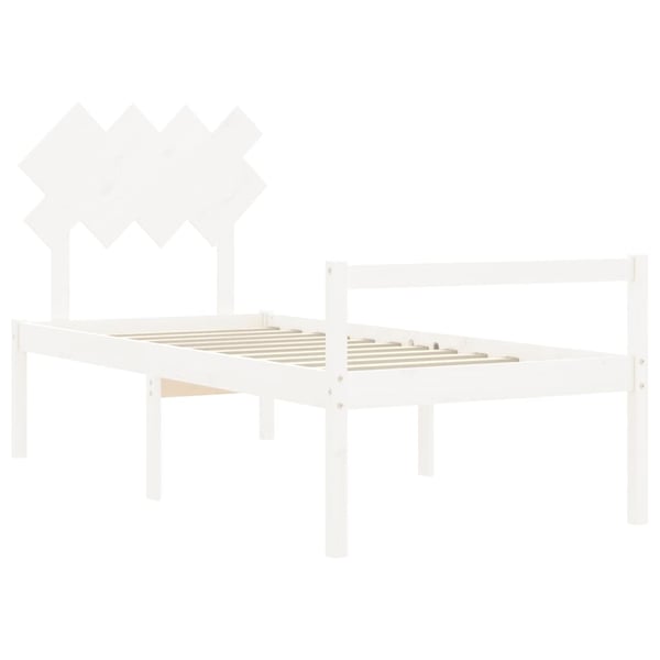 vidaXL Sengeramme med hodegavl hvit 3FT single heltre