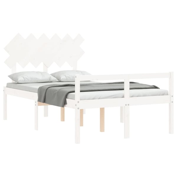 vidaXL Sengeramme med hodegavl hvit 4FT small double heltre