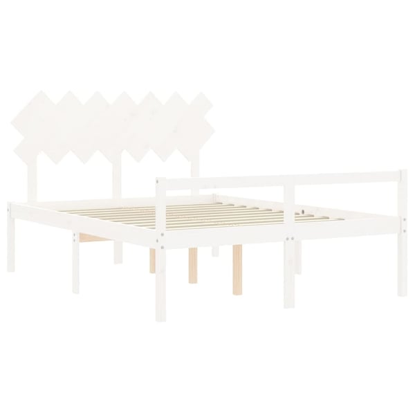 vidaXL Sengeramme med hodegavl hvit 140x190 cm heltre
