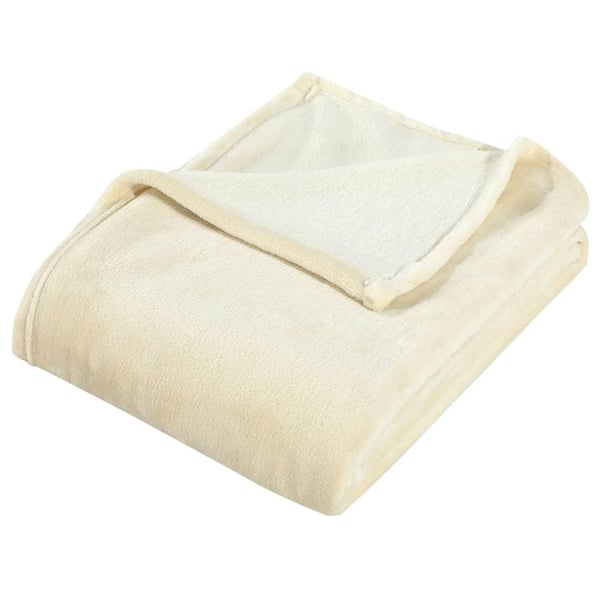 vidaXL tæppe 130x170 cm polyester cremefarvet