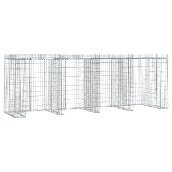 vidaXL gabionvæg til skraldespand 350x91x120 cm galvaniseret jern