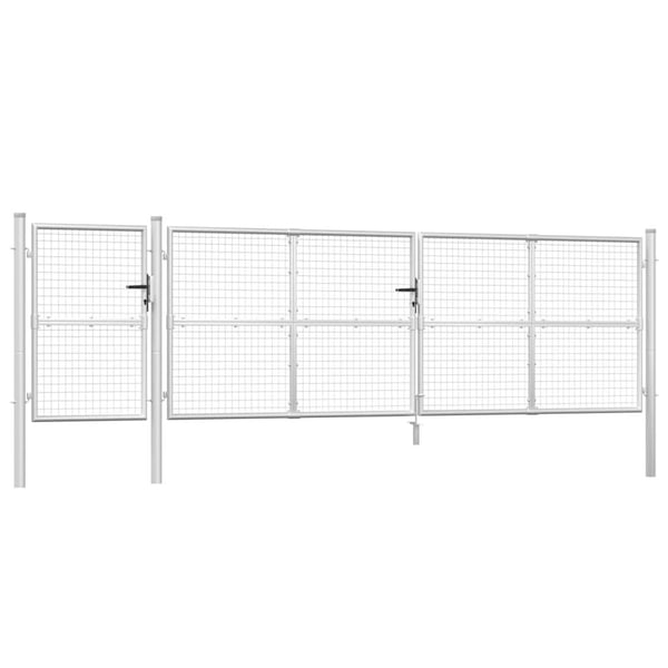 vidaXL gitterlåge til havehegn 500x175 cm galvaniseret stål sølvfarvet
