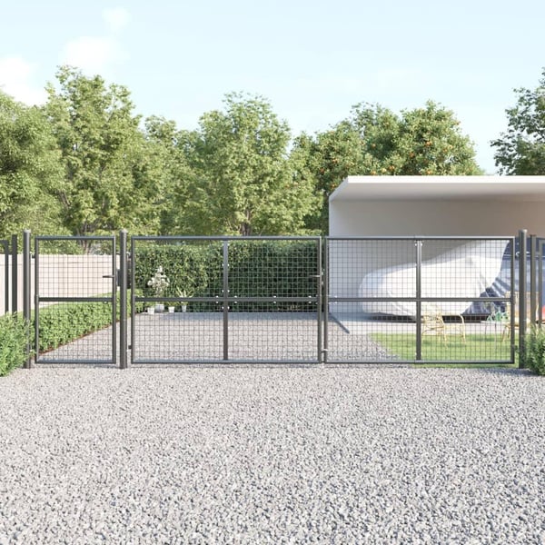 vidaXL gitterlåge til havehegn 500x175 cm galvaniseret stål mørkegrå