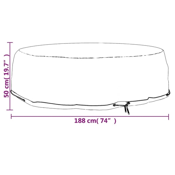 vidaXL Trekk til loungesett 8 maljer Ø188x50 cm rund