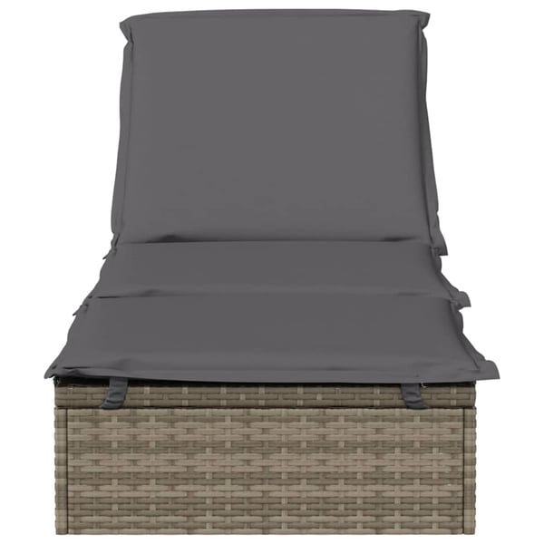vidaXL liggestol 1 stk. med hynde 201x55x62 cm polyrattan grå