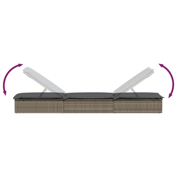 vidaXL liggestole 2 stk. med bord polyrattan grå