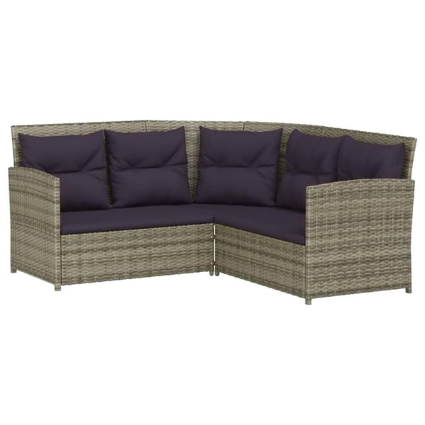 vidaXL L-formet sofasæt med hynder 2 dele polyrattan grå