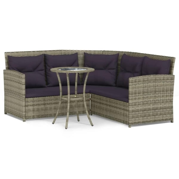 vidaXL L-formet sofasæt med hynder 2 dele polyrattan grå