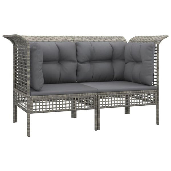 vidaXL hjørnemoduler til havesofa 2 stk. med hynder polyrattan grå