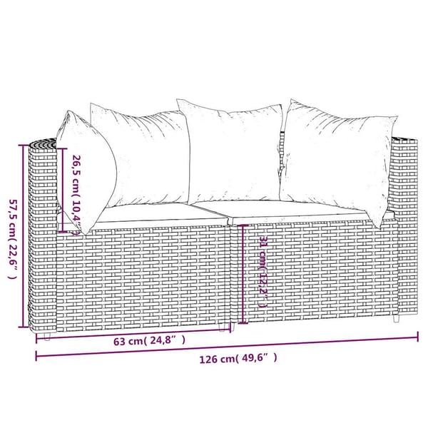 vidaXL hjørnemoduler til havesofa 2 stk. med hynder polyrattan brun